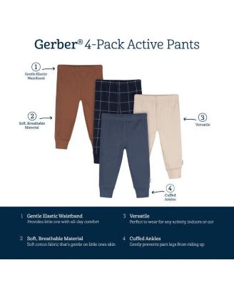 Baby Boys Dark Shadow Active Pants, 4-Pack