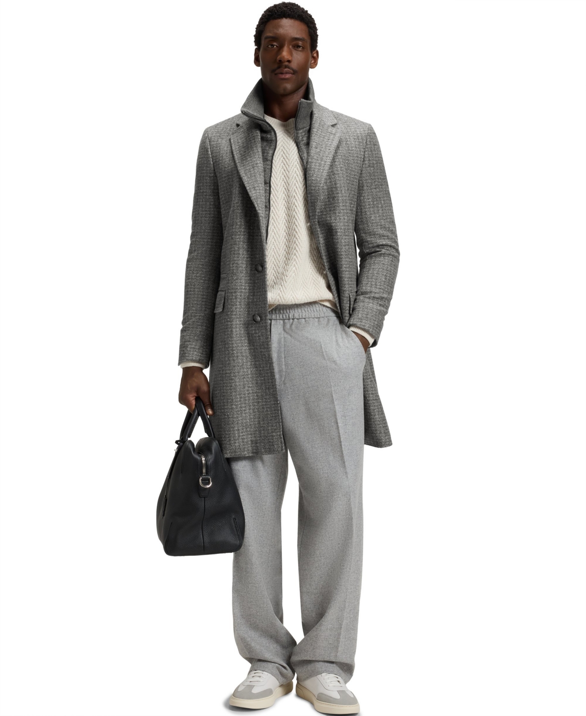 Hugo Boss Boss By  Men's Detachable Slim-fit Coat In Gray