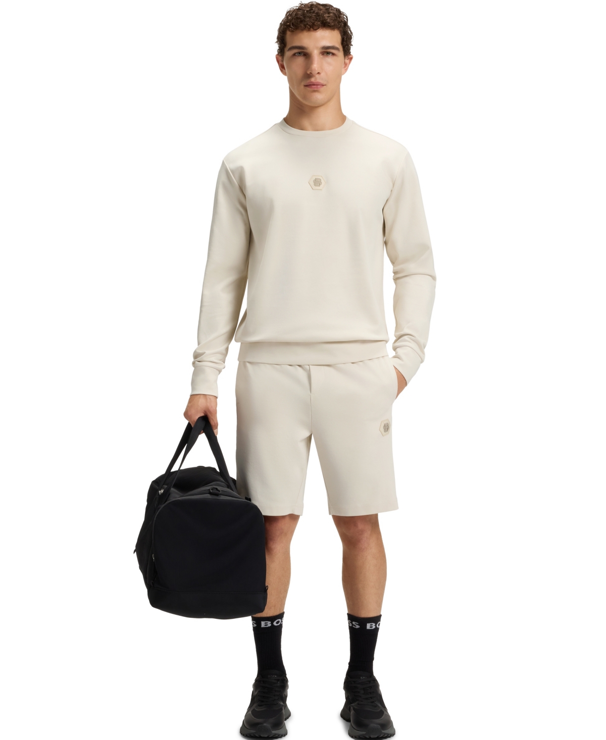 Hugo Boss Sweatshirt With Double B Monogram In White