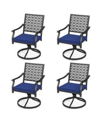Swivel High Back Outdoor Patio Dining Chairs with Padded Cushions