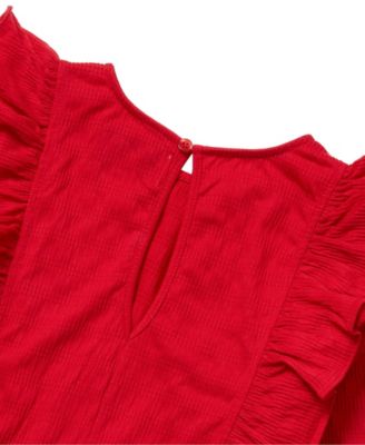 Girls Long Sleeve Ruffle Knit Jumpsuit