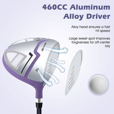 Women's Complete Right-Hand Golf Club Set with Rain Hood - Purple
