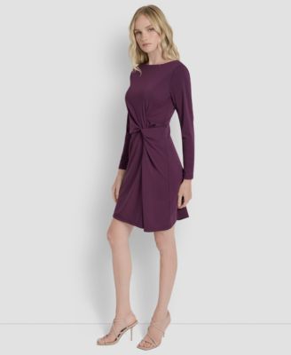 Women's Long Sleeve Boat Neck Sheath Dress