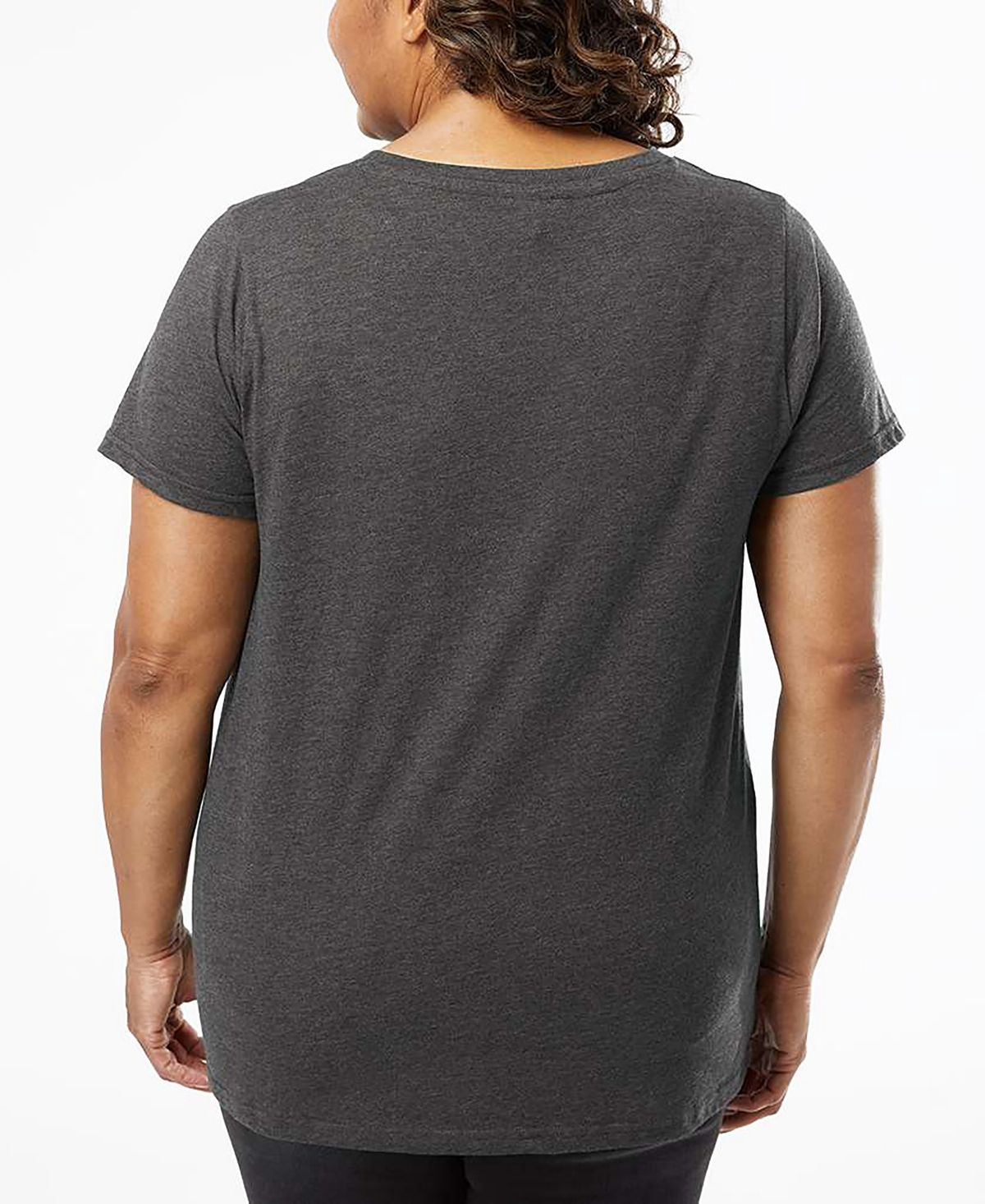 La Pop Art Plus Size Cross Flag Word Art V-neck T-shirt In Gray