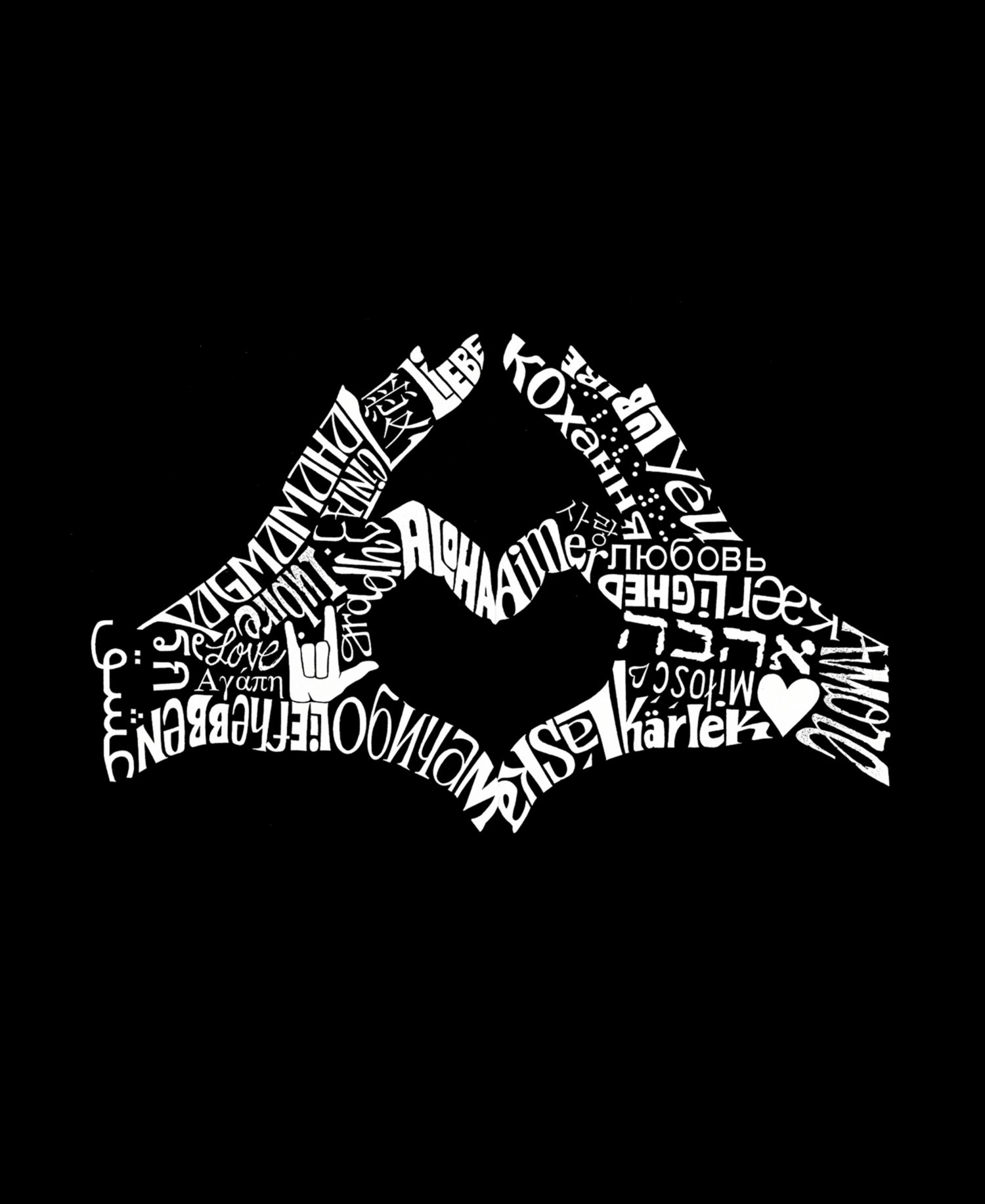 Plus Size Finger Heart Word Art V-Neck T-Shirt
