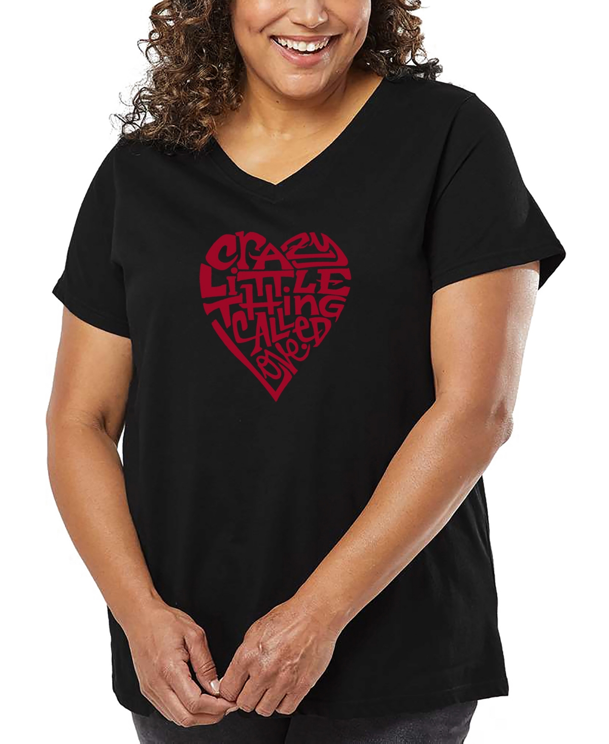 La Pop Art Plus Size Have Yourself A Merry Little Christmas Word Art V-neck T-shirt In Black