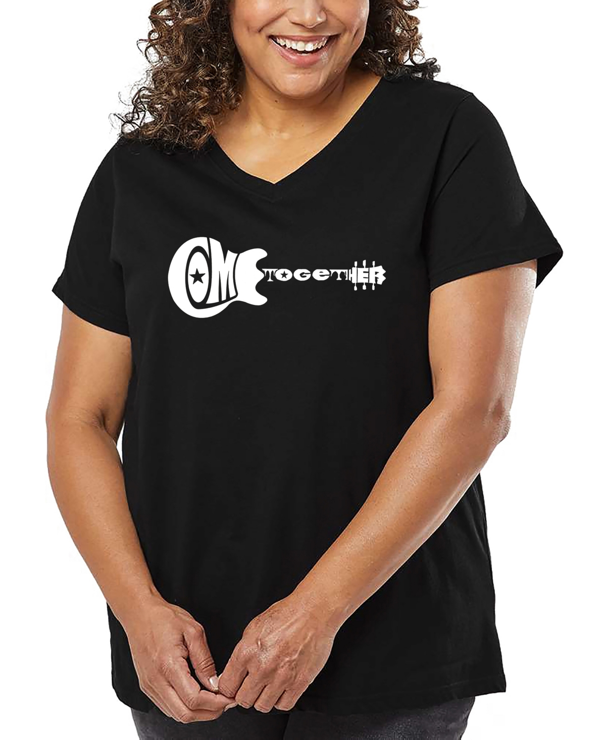 La Pop Art Plus Size All I Want For Christmas Is You Word Art V-neck T-shirt In Black