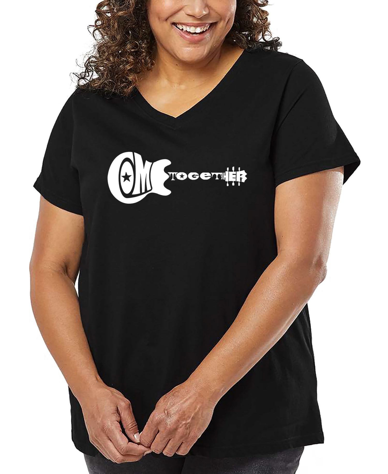 Plus Size COME TOGETHER Word Art V-Neck T-Shirt