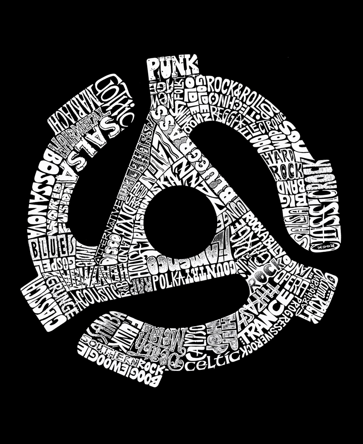 La Pop Art Plus Size Record Adapter Word Art V-neck T-shirt In Black