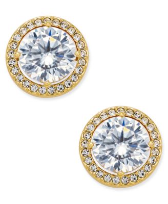 Eliot Danori - Gold-Tone Cubic Zirconia Framed Stud Earrings