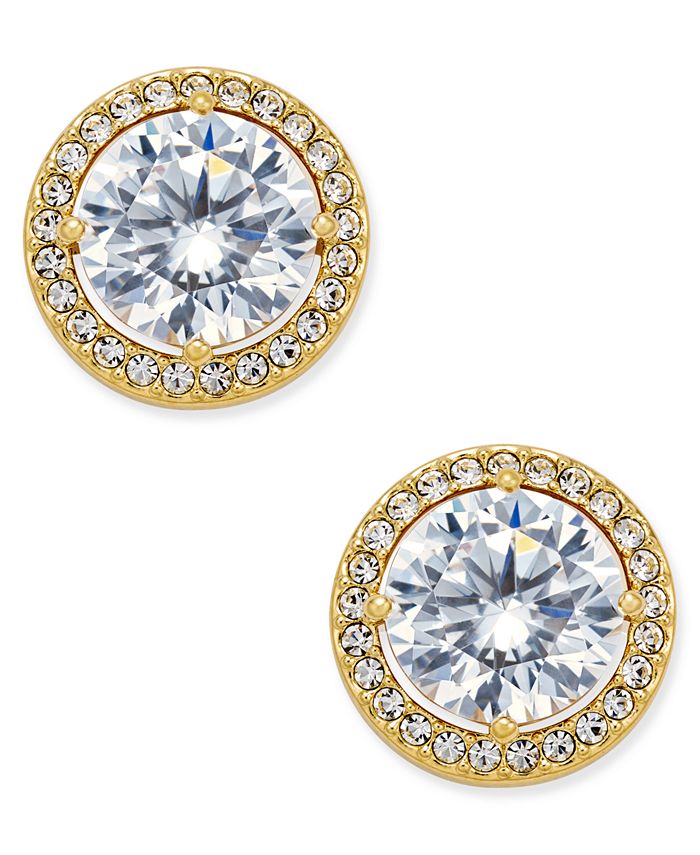 Eliot Danori - Gold-Tone Cubic Zirconia Framed Stud Earrings