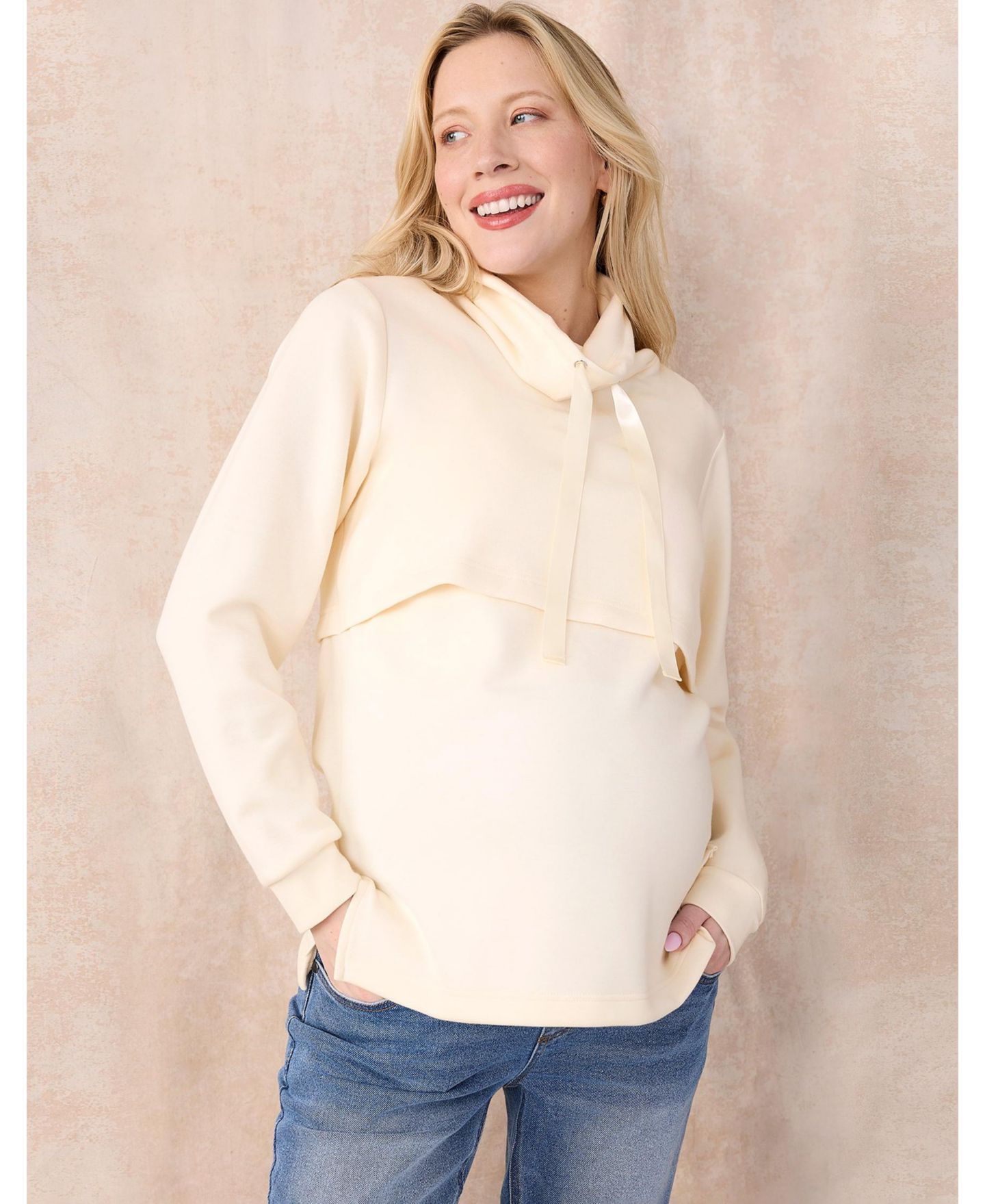 Женские толстовки Motherhood Maternity Maternity Funnel Neck Pullover Nursing Sweatshirt - Motherhood, цвет: Состаренный белый — фото 5