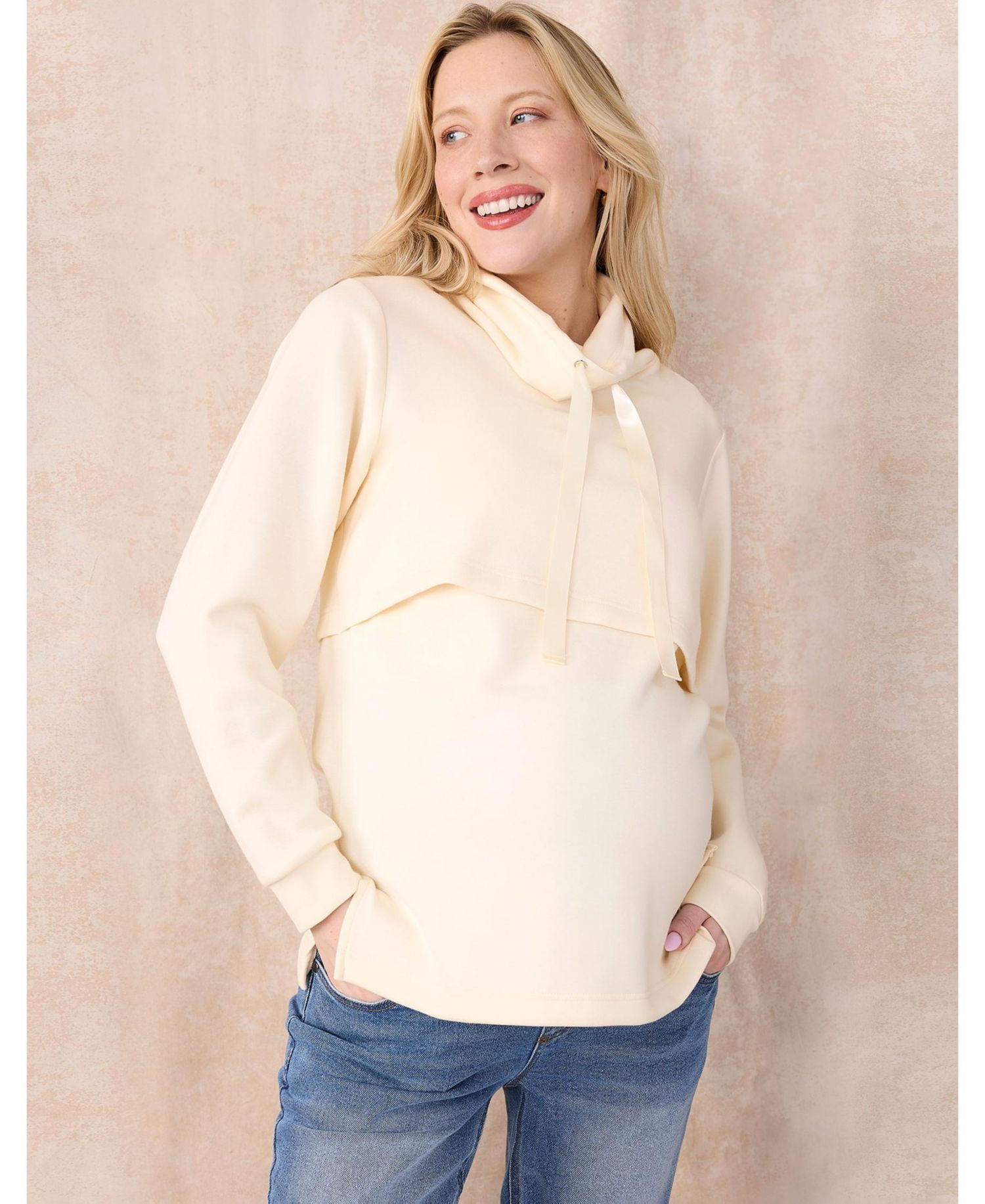Maternity Funnel Neck Pullover Nursing Sweatshirt - Motherhood