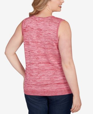 Plus Size Marled Knit Embroidered Tank Sweater 
