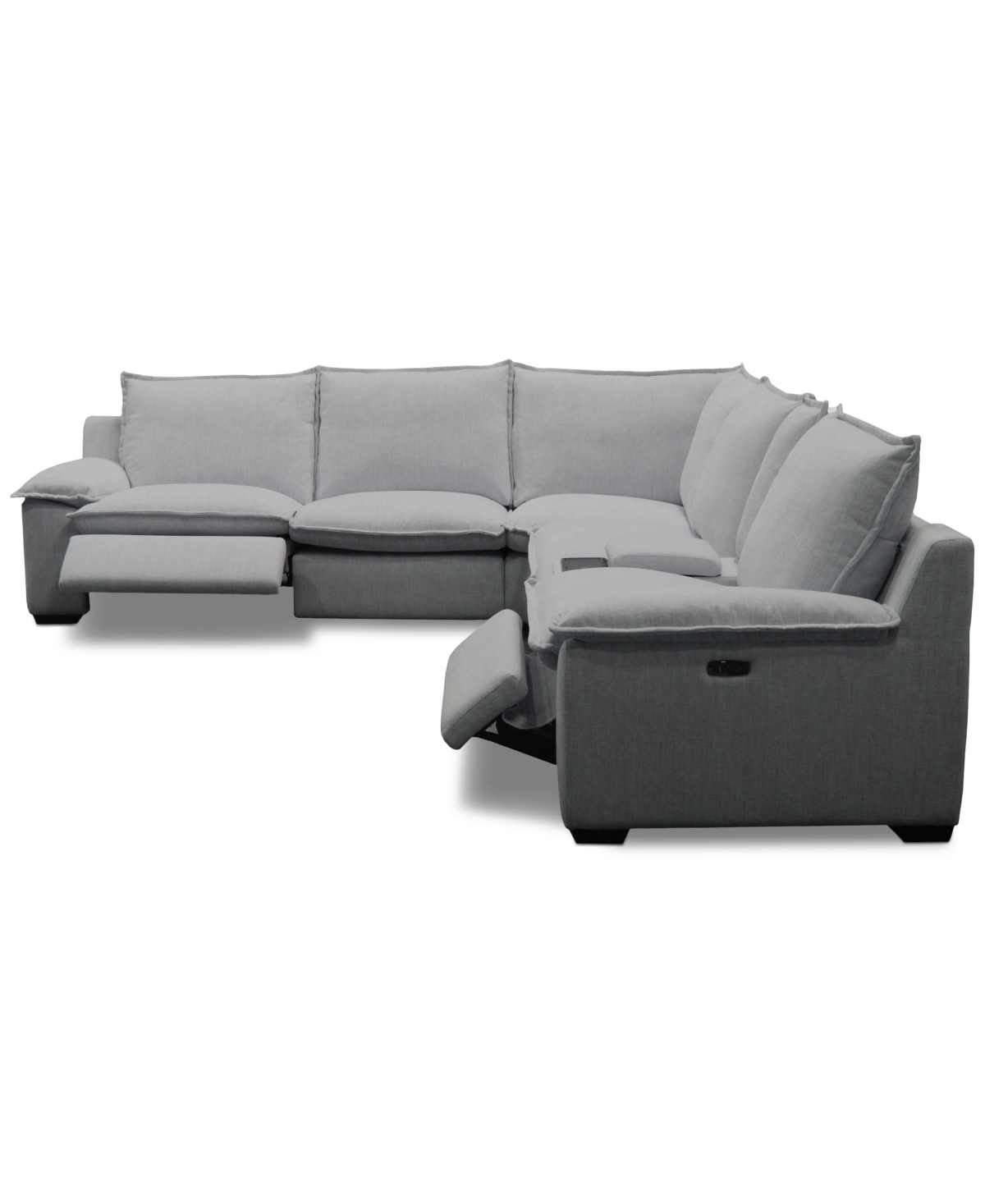 Macy's Borsi 6-pc. Sectional With 2 Power Recliners & 1 Console, Exclusive At  In Gray