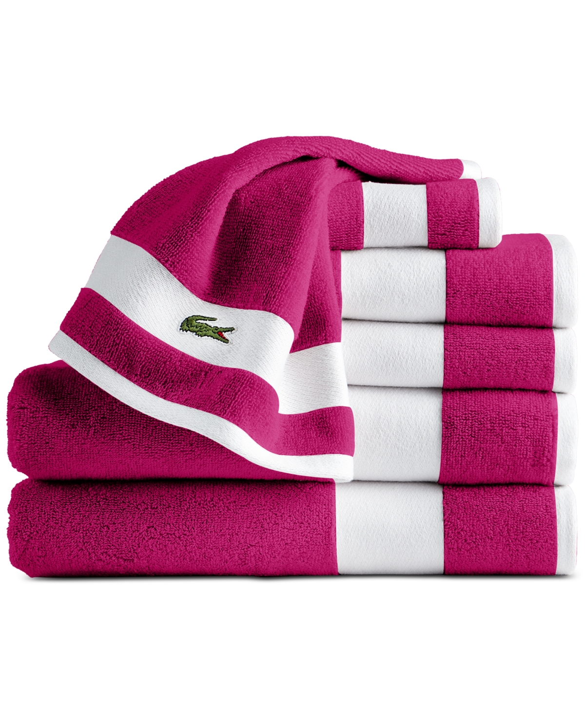 Lacoste Home Heritage Sport Stripe Logo Cotton 6-pc. Bath Towel Set In Purple