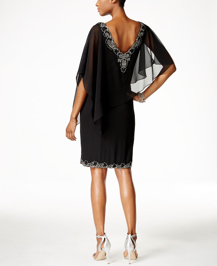 J Kara Beaded Flutter Sleeve Chiffon Dress Macys 1353