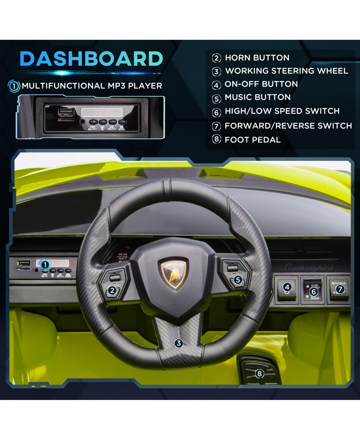 Aosom 12V Lamborghini Sian Licensed Electric Car for Kids,