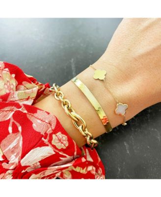 Large Herringbone Bracelet 14K Yellow Gold - 5 millimeters - 8 inches