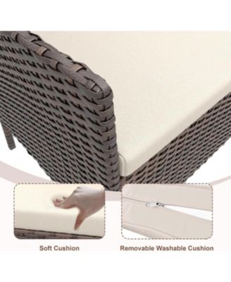 4 Piece Wicker Rattan Patio Conversation Set with 2 Chairs, Loveseat & Coffee Table for Front Porch, Balcony, Bistro Use