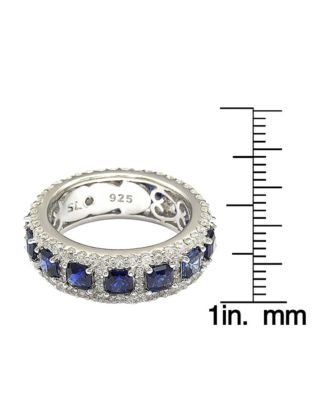 Suzy Levian Sterling Silver Sapphire & Created White Sapphire Modern Eternity Band