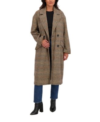 Women's Long Oversized Double Breasted Faux Wool Coat