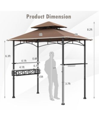 8 x 5 FT Outdoor Grill Gazebo with 2 Side Shelves and 20 Hooks
