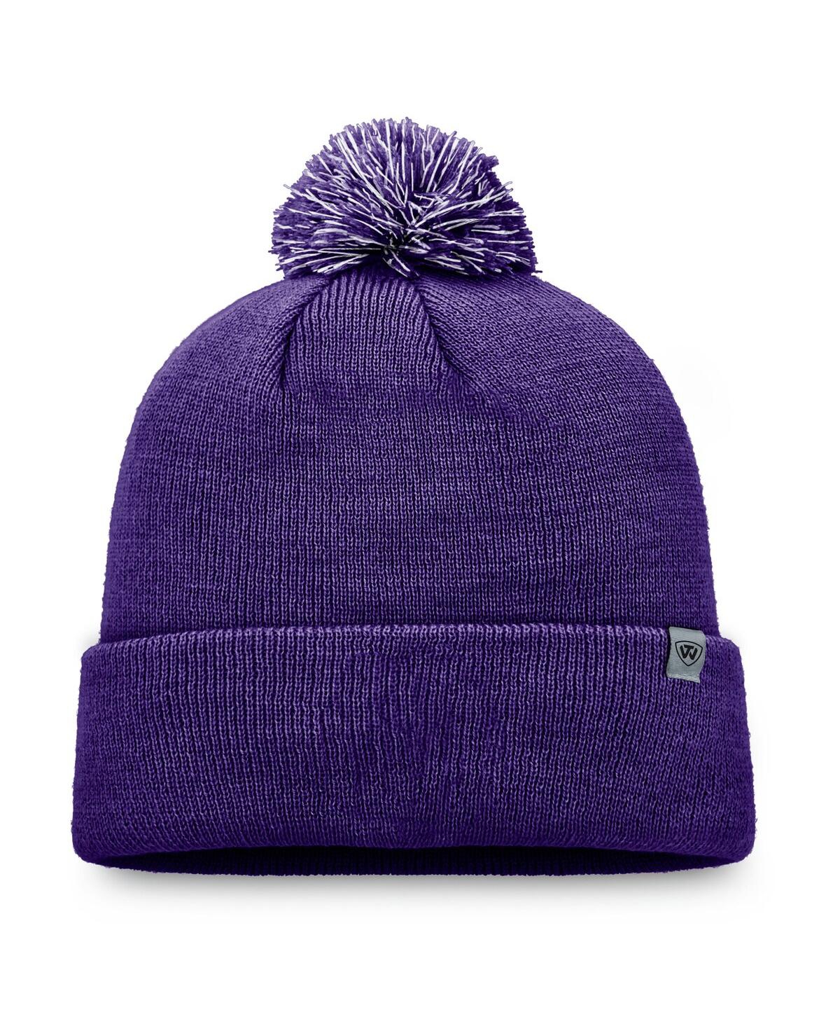Top Of The World Men's Purple Lsu Tigers Team Logo Cuffed Knit Pom With Hat In Purple