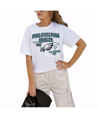 Gameday Couture - Women's White Philadelphia Eagles Gameday Goals Boxy Fit Cropped T-Shirt