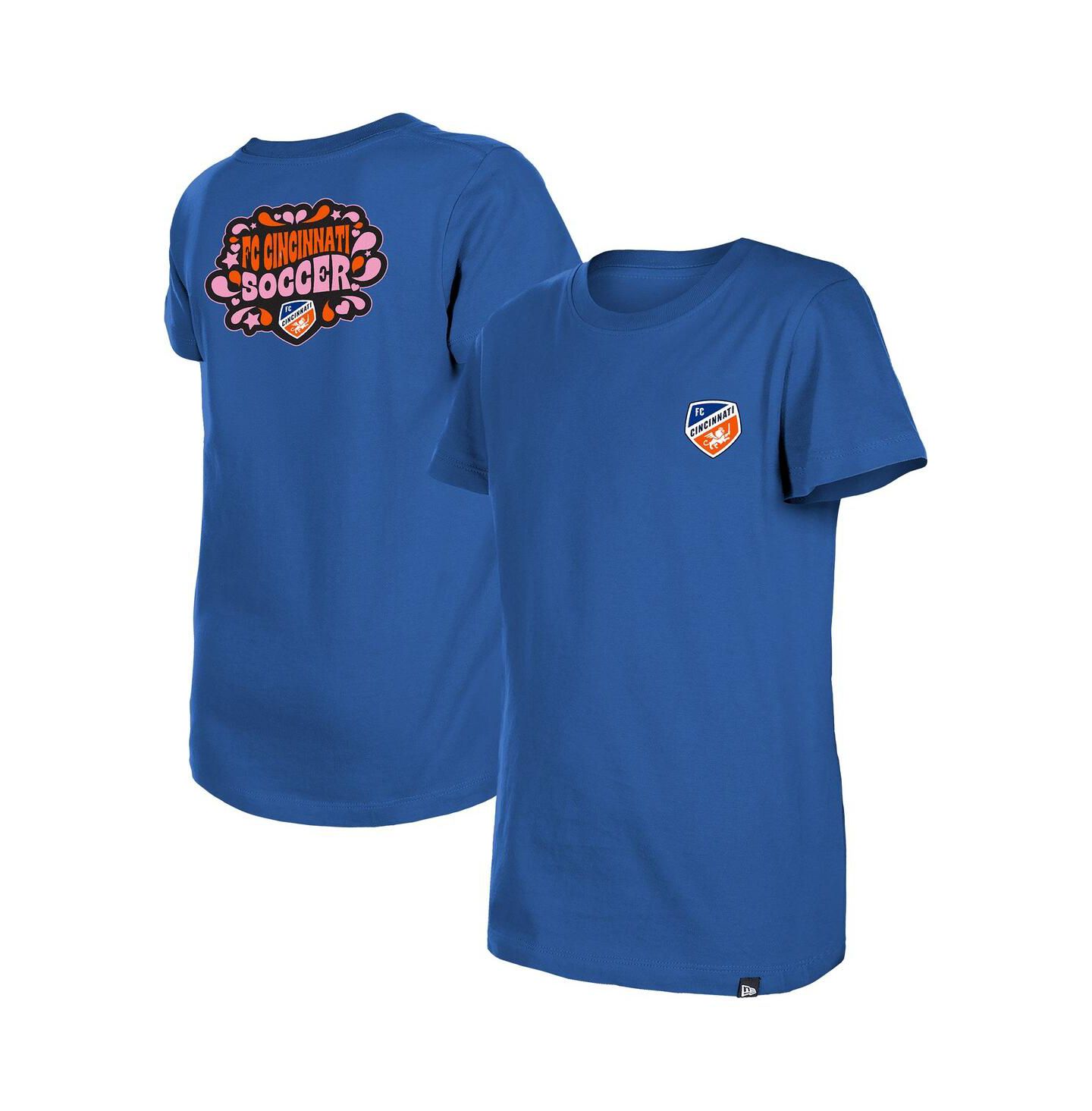 Футболка New Era Blue FC Cincinnati Bubble Heart для девочек — фото 1