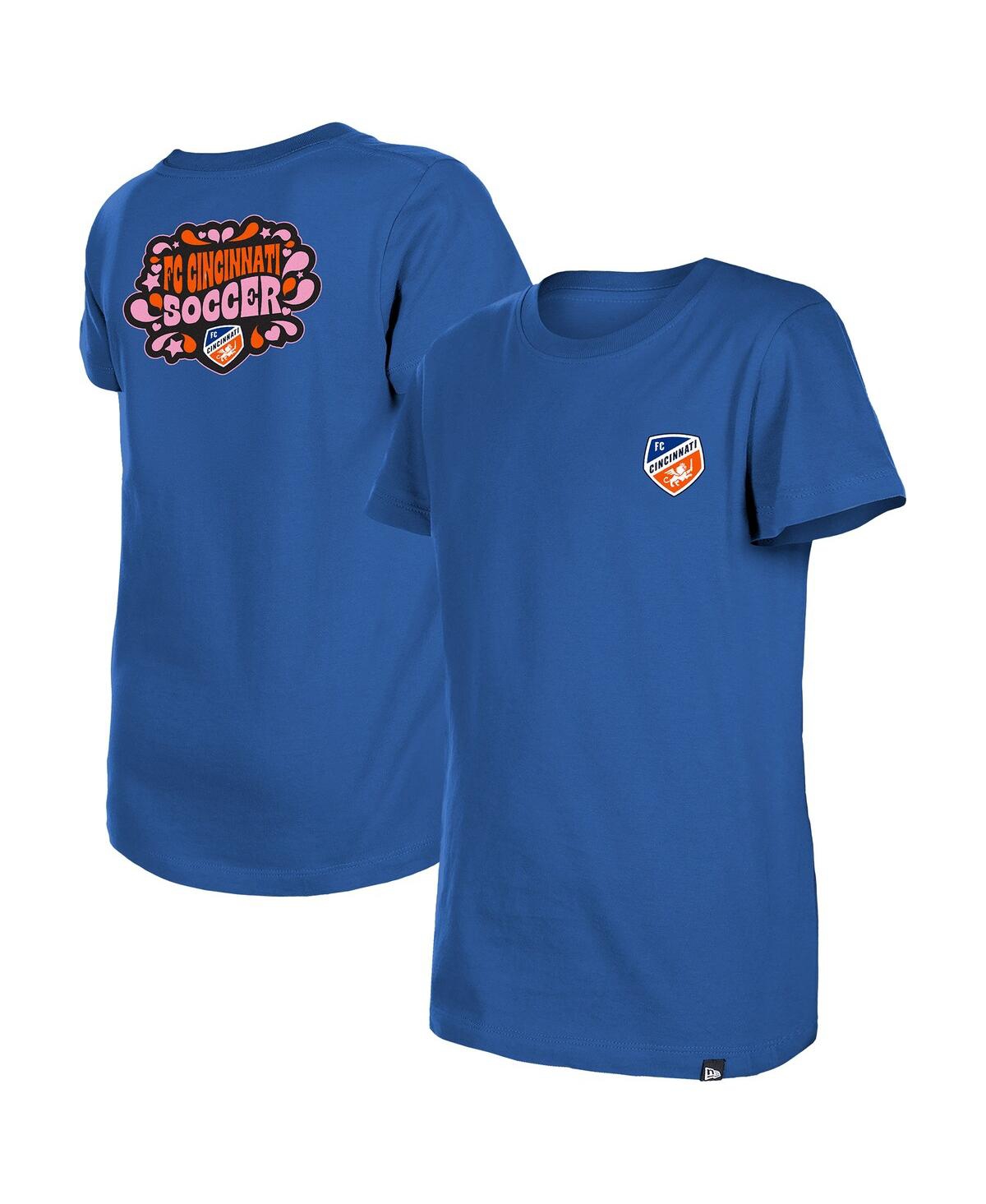 New Era Big Girls Blue Fc Cincinnati Bubble Heart T-shirt In Blue