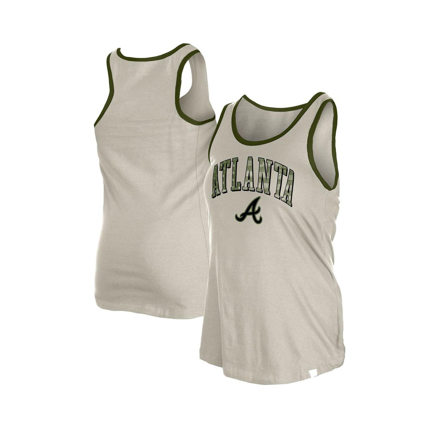 Women's Cream Atlanta Braves Armed Forces Tank Top