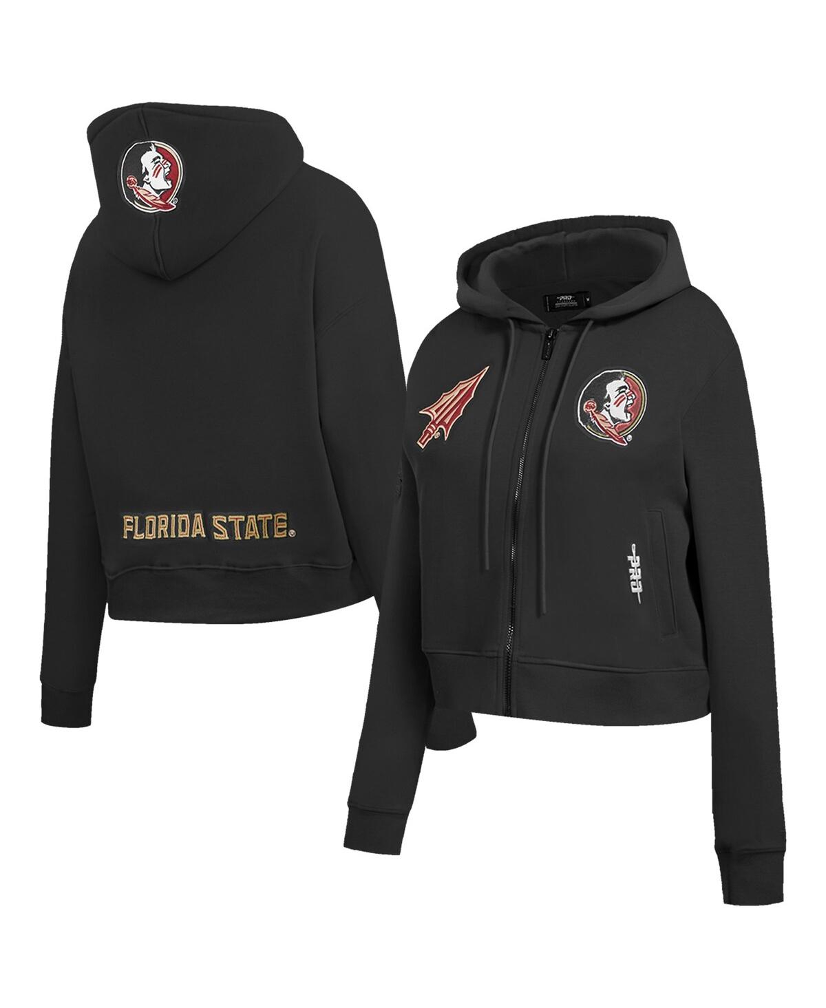 Pro Standard Women'sâ Black Florida State Seminoles Game Day Sequin Full-zip Hooded Jacket In Black