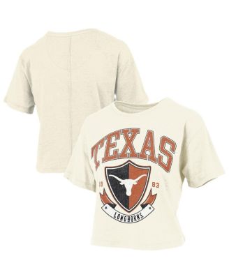 Women's Cream Texas Longhorns Buckler Vintage Cropped T-Shirt