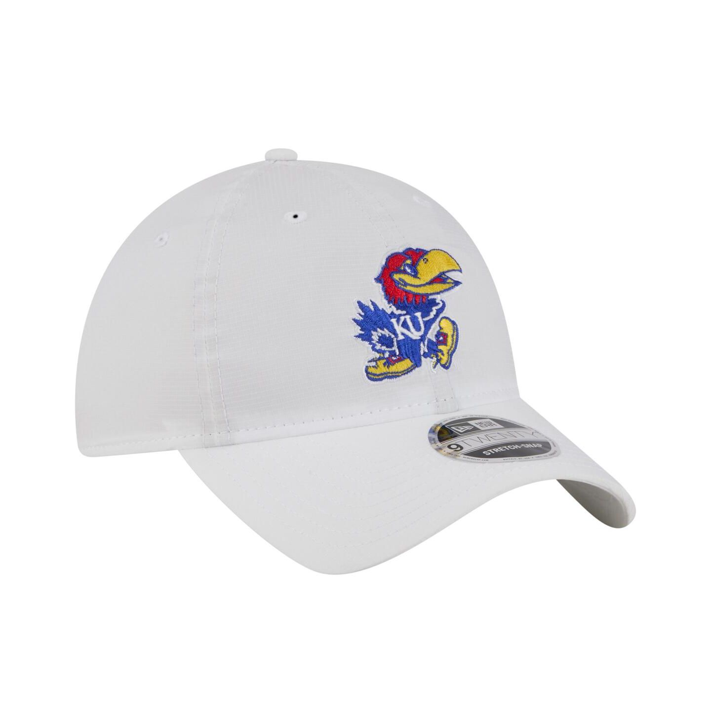 Мужская кепка New Era White Kansas Jayhawks Active Ripstop 9TWENTY Adjustable Hat — фото 4