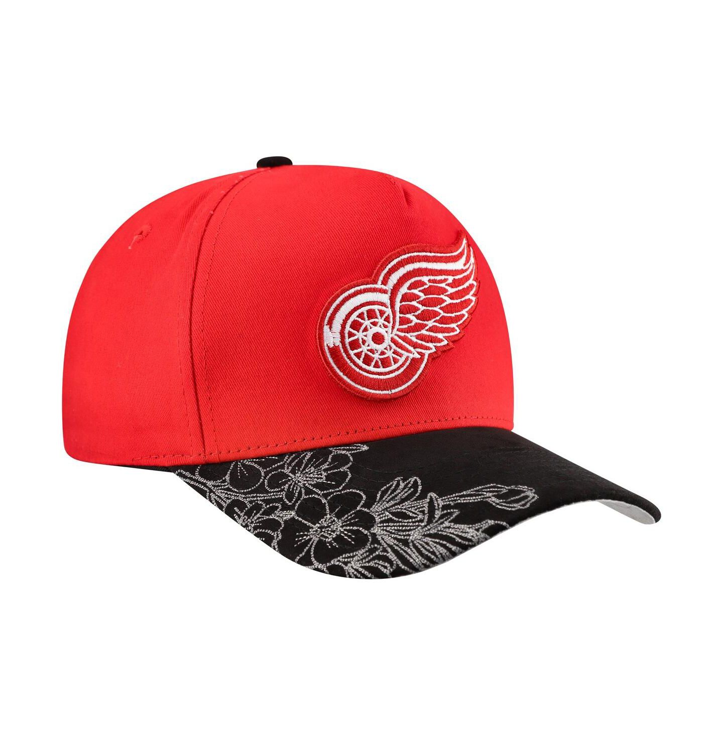 Мужская кепка Mitchell & Ness Red/Black Detroit Red Wings May Flowers Pro Crown Adjustable Hat — фото 1