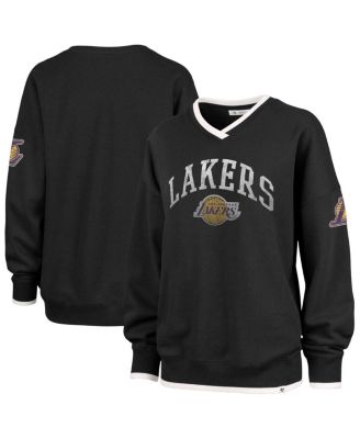 '47 Brand - Women's Black Los Angeles Lakers Rise Wax Pack Daze '80s Oversize Pullover Sweatshirt