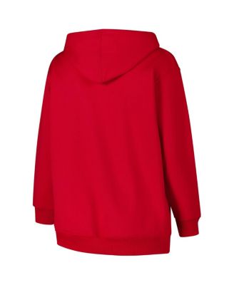 Women's Scarlet Ohio State Buckeyes Plus Size Script Lace-Up V-Neck Hoodie