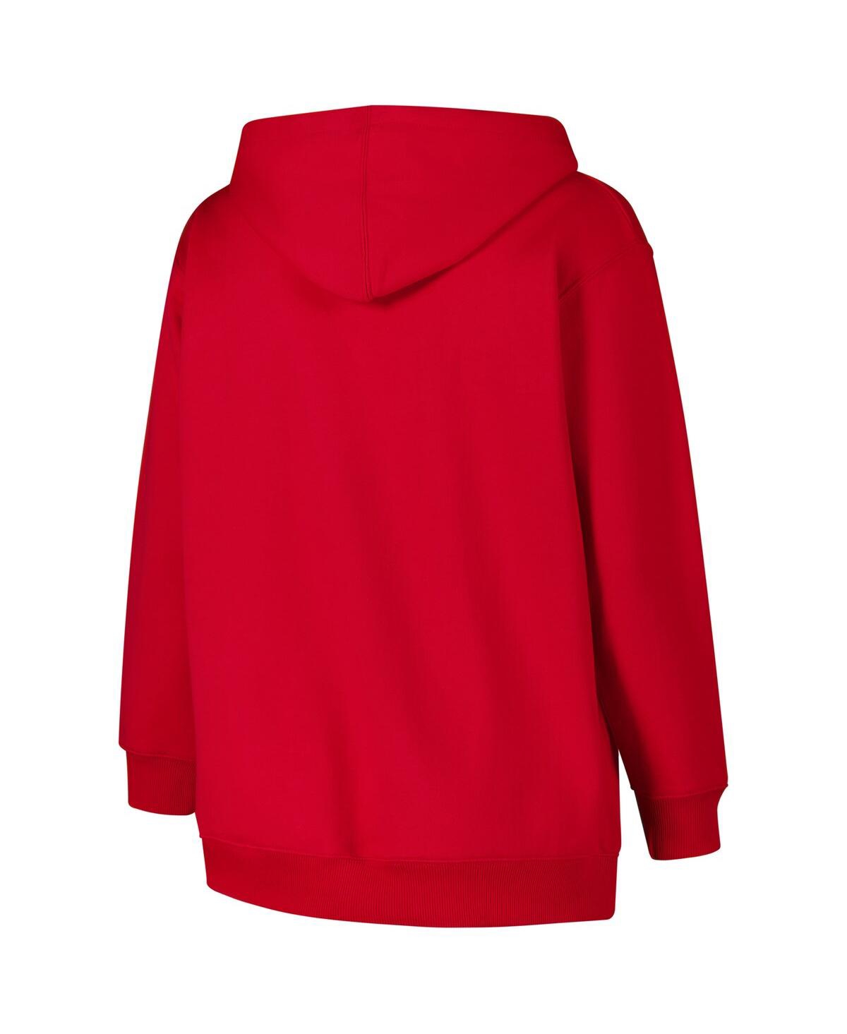 Fanatics Women's Red Wisconsin Badgers Plus Size Scripy Lace-up V-neck Hoodie In Red