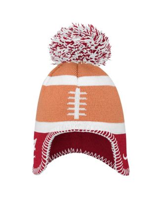 Toddler Brown Alabama Crimson Tide Football Head with Pom Knit Hat
