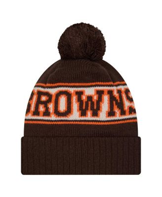 Big Boys and Girls Brown Cleveland Browns Retro Cuffed with Pom Knit Hat