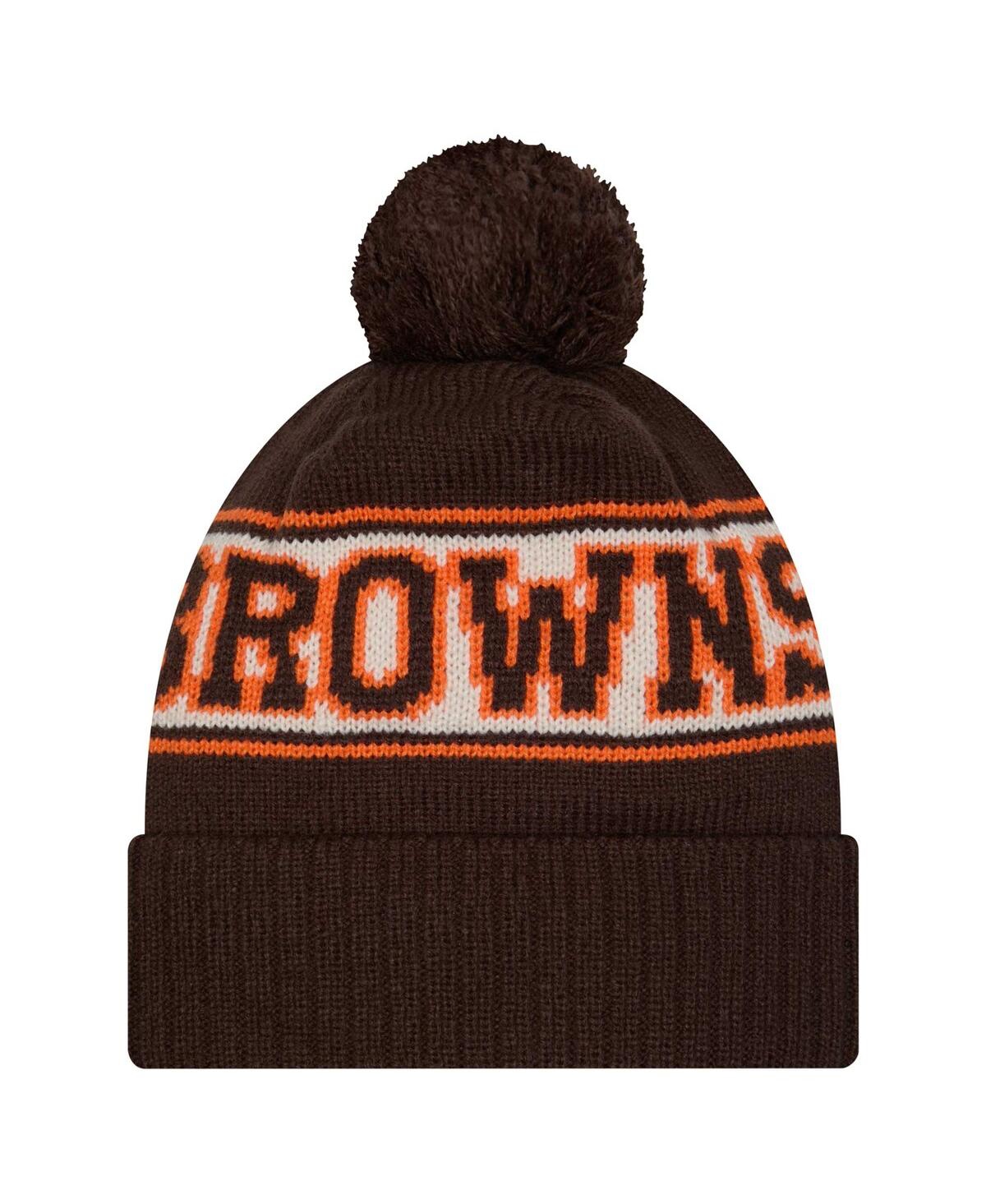 New Era Big Boys And Girls Brown Cleveland Browns Retro Cuffed With Pom Knit Hat In Brown