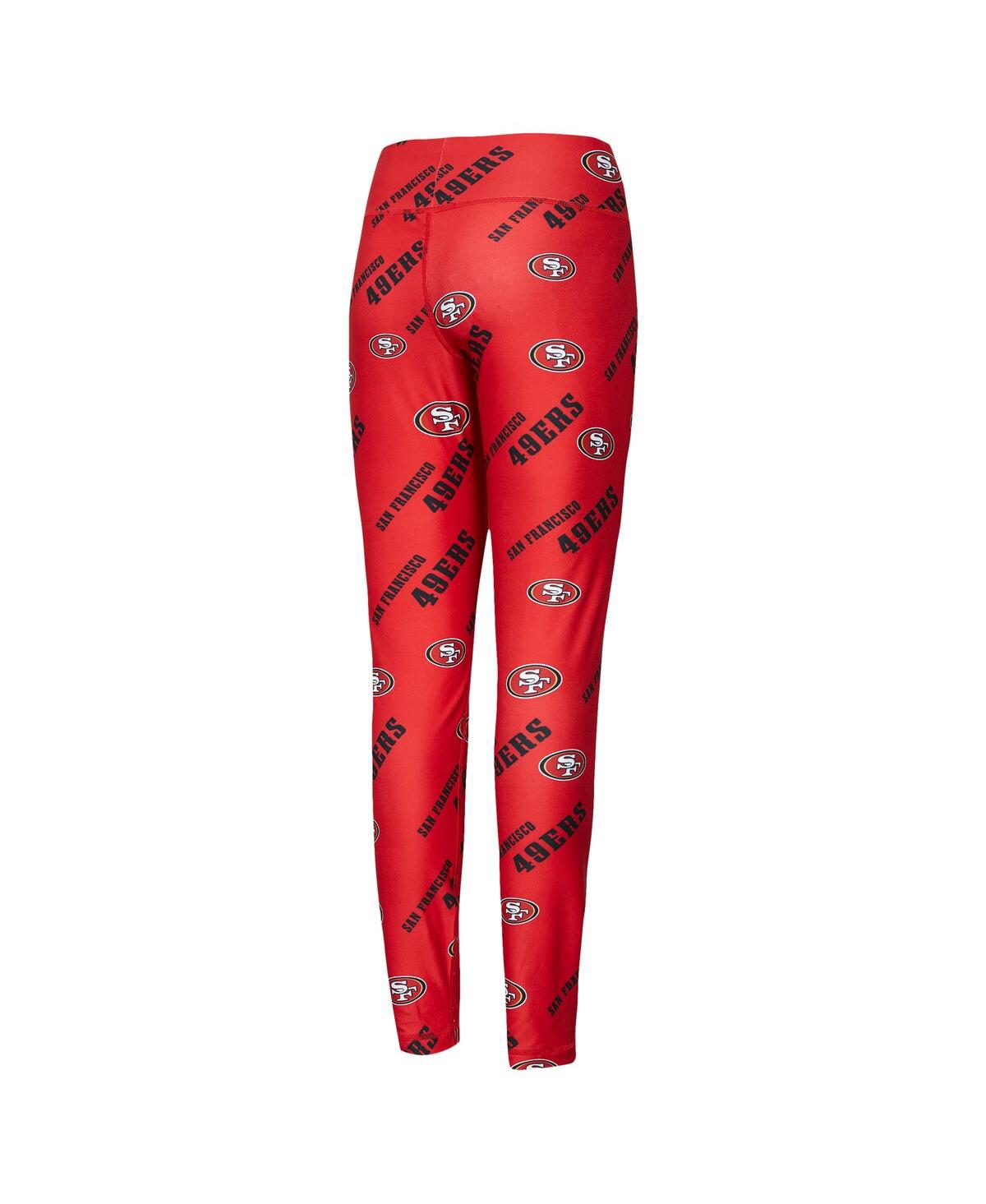 Concepts Sport Women's Scarlet San Francisco 49ers Breakthrough Allover Print Knit Sleep Leggings In Red