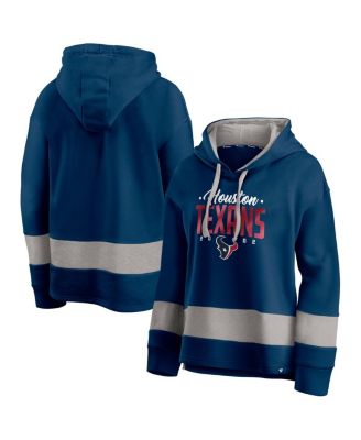 Fanatics - Women's Navy/Gray Houston Texans Huddle Up Fundamental Fleece Color Block Pullover Hoodie