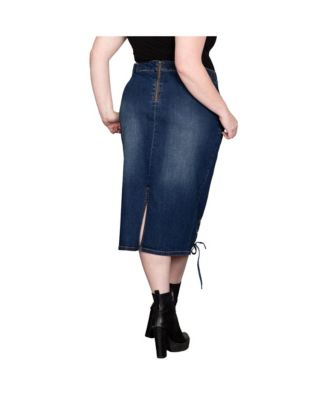 Plus Size Women's High Waist Denim Pencil Skirt