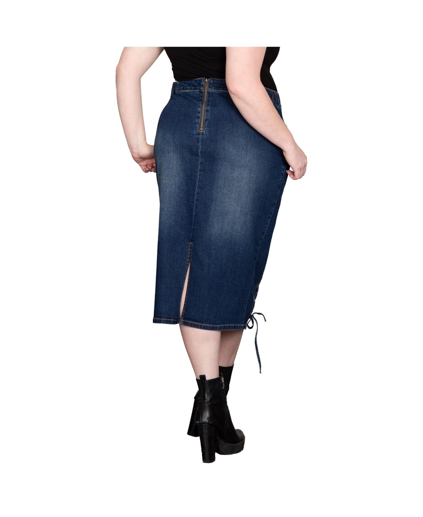 Женская юбка Standards & Practices Plus Size High Waist Denim Pencil, цвет: Песочный синий — фото 2