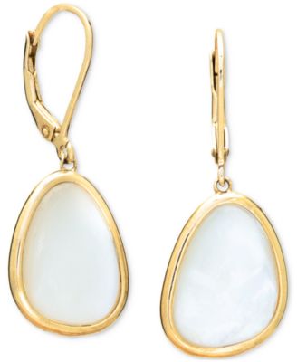 Macy's - Mother of Pearl Abstract Bezel Leverback Drop Earrings in 18k Gold-Plated Sterling Silver