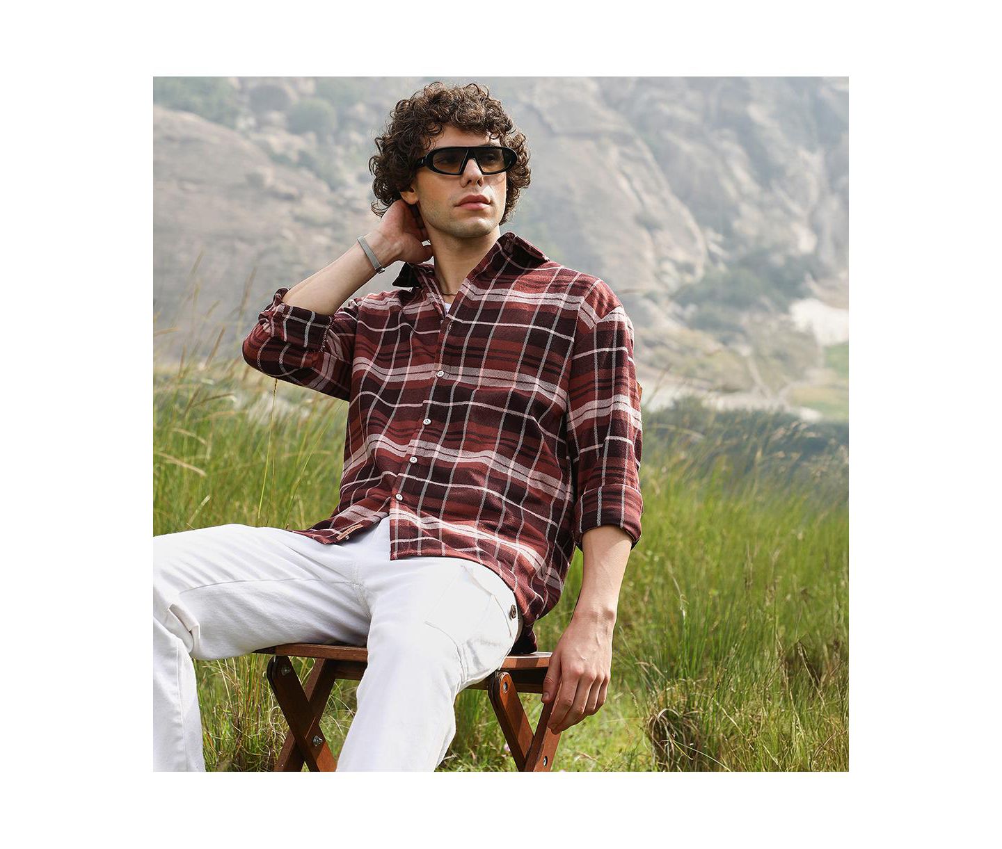 Мужские куртки Cahoot Campus Sutra Tartan Plaid Shacket, цвет: Коричневый — фото 2