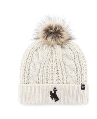 '47 Brand - Women's White Wyoming Cowboys Meeko Cuffed with Pom Knit Hat