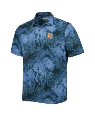 Men's Navy Syracuse Orange Coast Luminescent Fronds IslandZone Button-Up Camp Shirt